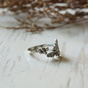 honey Bee Ring for girl made of sterling silver ring 925 boho style