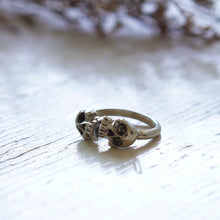 couple small skull made of sterling silver ring 925 for unisex rock style