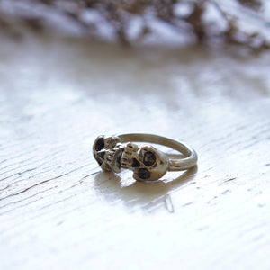 couple small skull made of sterling silver ring 925 for unisex rock style