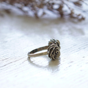 double Rose leaf Vine sterling silver Ring 925 nature twig flower boho gothic