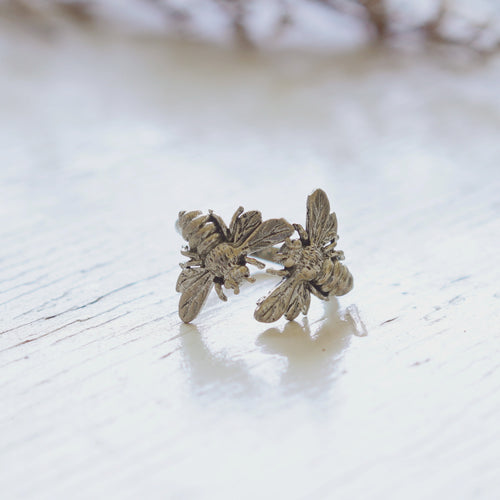 honey Bee boho Sterling Silver Ring Statement Nature Adjustable couple animal 8