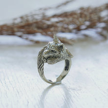 wolf fox odin viking silver ring Fenrir animal jewelry Vintage Biker Werewolve 9