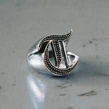 T alphabet Biker Ring gothic sterling silver 925 Old english A-Z Initial Letters GIFT Monogram NAME