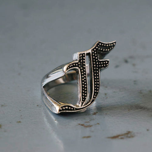 F alphabet Biker Ring gothic sterling silver 925 Old english A-Z Initial Letters GIFT Monogram NAME