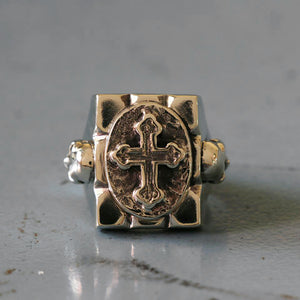 Vintage Mexican Cross Ring sterling silver 925 Biker Skull Christ Jesus men pirate