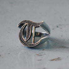 T alphabet Biker Ring gothic sterling silver 925 Old english A-Z Initial Letters GIFT Monogram NAME