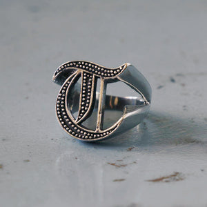 T alphabet Biker Ring gothic sterling silver 925 Old english A-Z Initial Letters GIFT Monogram NAME