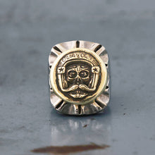Mexican Biker skull Ring sterling silver hipster Vintage crossbones helmet Mustache cafe