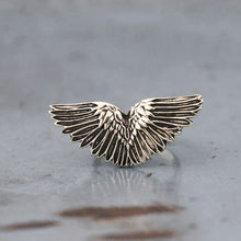 angel wing ring silver sterling GOTHIC Bird fly Biker gift for her women