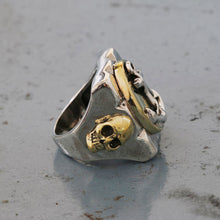 Mexican Biker anchor Navy Ring Skull sterling silver brass Vintage world war sailor men