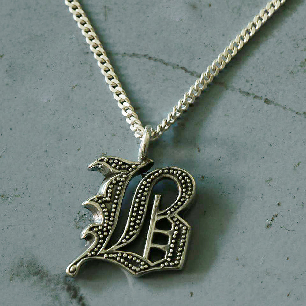 Sterling Silver Old English Gothic Initial Pendant or Necklace 