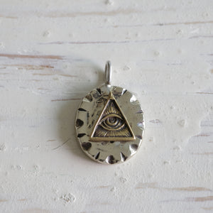 Mexican illuminati Pendant Necklace sterling silver 925 triangle freemason masonic men Biker