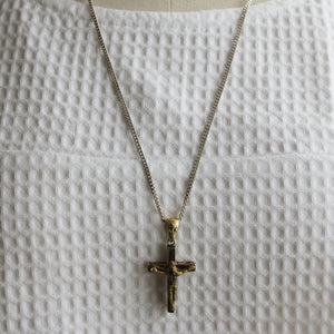 Vintage Crucifix Jesus Cross Pendant Necklace sterling silver 925 Christ anchor Biker Skull