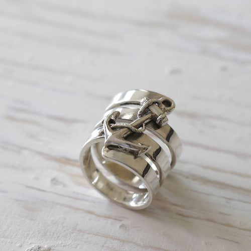 anchor boho Ring sterling silver 925 Vintage Navy world war sailor Gift for her jewelry