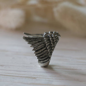 Angel Wings Bird Ring sterling silver Owl minimal women girl gift Jewelry Boho