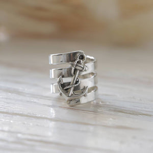 anchor boho Ring sterling silver 925 Vintage Navy world war sailor Gift for her jewelry