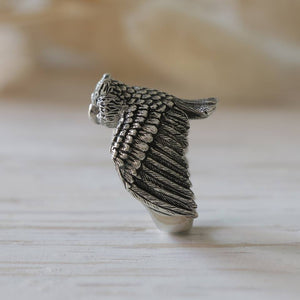 owl Bird boho Ring sterling silver Angel Wings Celtic tattoos women minimal Jewelry