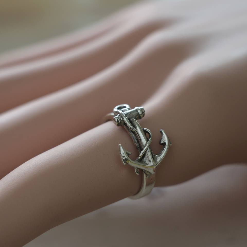 anchor Rings silver Vintage Navy nautical jewelry boho sailor Gift for her