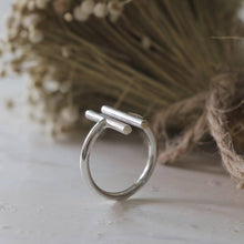 Minimal silver sterling ring 2 double lines handmade lady women Girl chic