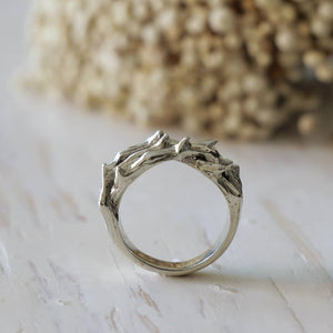 Minimal thorn crown Ring silver sterling handmade lady women Girl modern minimalist