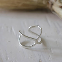 infinity Minimal ring silver sterling statement 2 double lines women Girl thin modern