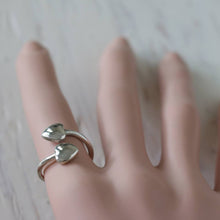 mini heart Minimal ring silver sterling two double tiny women Girl thin modern