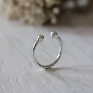 Dot 2 Minimal ring silver sterling two double tiny women Girl thin modern
