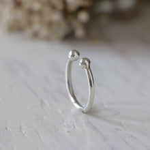 Dot 2 Minimal ring silver sterling two double tiny women Girl thin modern