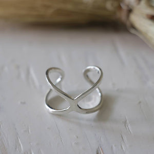infinity Minimal ring silver sterling statement 2 double lines women Girl thin modern