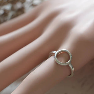 Circle loop ring Sterling Silver 925 Geometry Minimal handmade lady women Girl