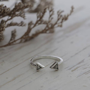 Double triangle Geometry Minimal ring silver sterling handmade lady women Girl