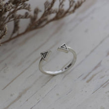 Double triangle Geometry Minimal ring silver sterling handmade lady women Girl