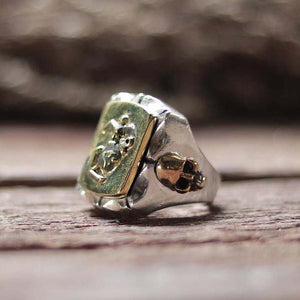 WWII Marine Corps Vintage Mexican Biker Ring sterling silver 925 men pirate Skull