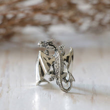 flying Dragon Ring silver sterling celtic gothic animal Fantasy Jewelry