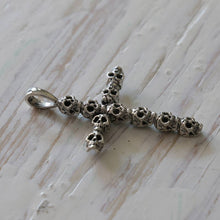 small skull Leviathan Cross Pendant Necklace Satan sterling silver 925 biker men