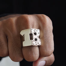 13 Thirteen Western ring man sterling silver Biker number monogram cowboy skull