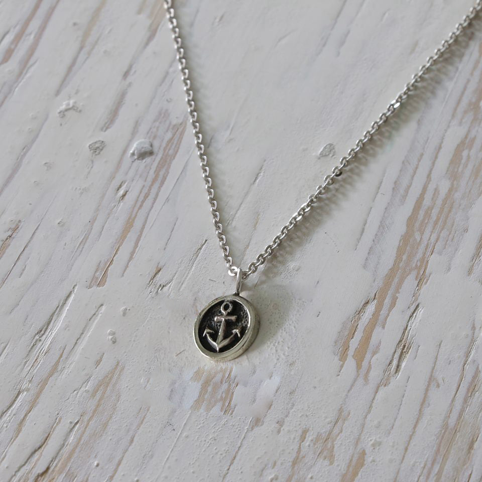 anchor Navy pendant necklace sterling silver sailor marine vintage women gift Geometry