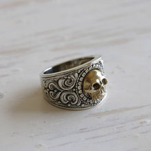Gothic grim Reaper Skull Ring biker Sterling Silver 925 Men Statement Pirate Fathers Day