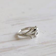 Crown of thorns ring sterling silver 925 branch leaf wrap around Jesus tiny