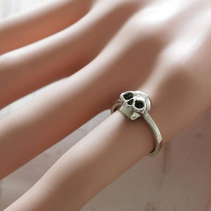 small Skull Ring Sterling Silver 925 Stacking Gothic Punk Jewelry Skeleton gift