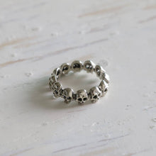 small Skull Ring Sterling Silver 925 Goth Punk Jewelry Skeleton Stacking
