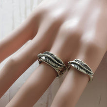 feather eagle Ring sterling silver 925 Angel Wings Owl Boho handmade gift couple Double
