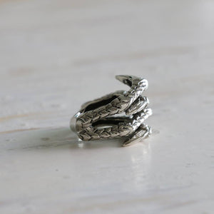 Dragon claw ring sterling silver 925 adjustable wrap Vintage Biker jewelry gothic men