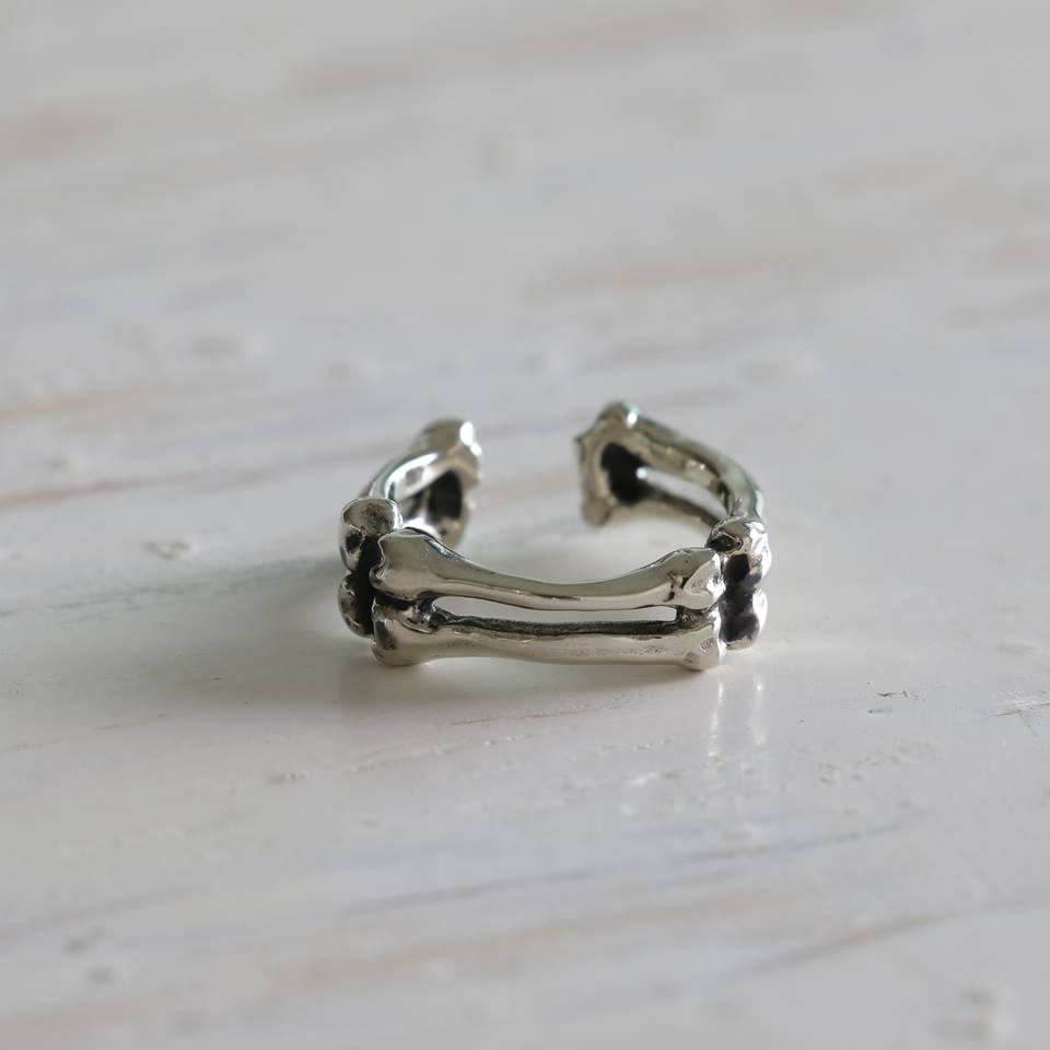 Bone Ring sterling silver 925 Skeleton Gothic boho punk