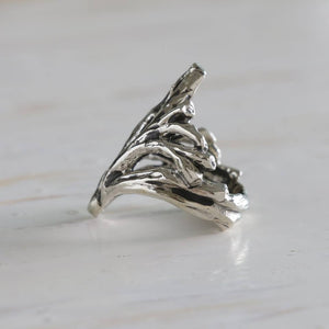 witch ring sterling silver 925 Shield Melted metal Deformed Steampunk Gothic root