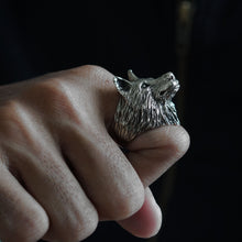 Wolf fox odin viking ring Fenrir silver Werewolve animal jewelry Vintage Biker