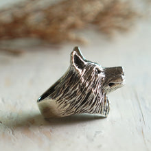 Wolf fox odin viking ring Fenrir silver Werewolve animal jewelry Vintage Biker