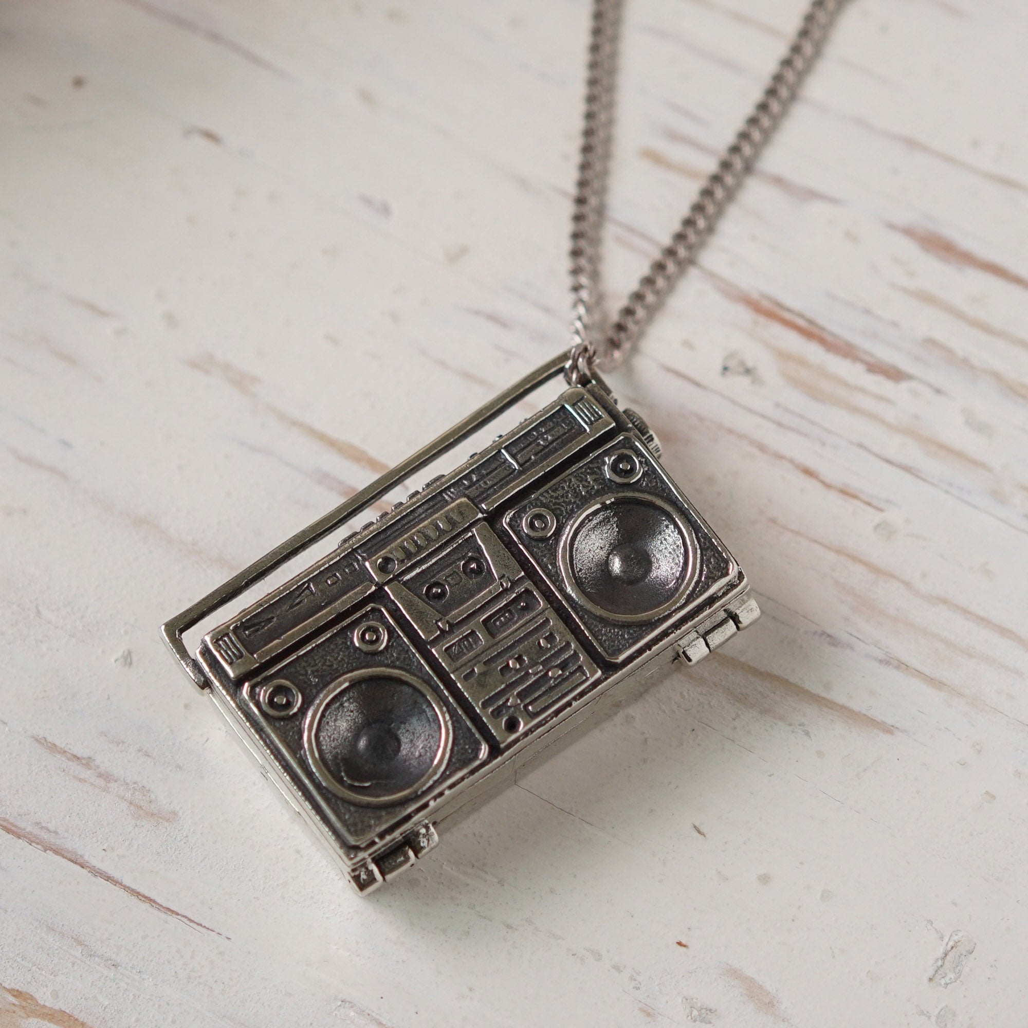 retro boombox radio pendant necklace Locket for men made of retro boombox radio pendant necklace Locket for men made of
