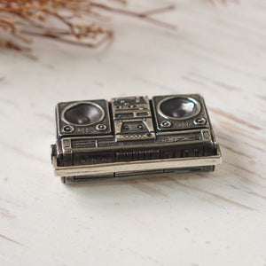 retro boombox radio pendant necklace Locket for men made of sterling silver 925 poison ring