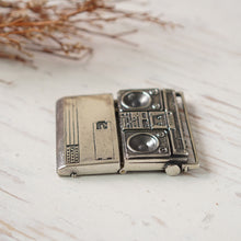 retro boombox radio pendant necklace Locket for men made of sterling silver 925 poison ring